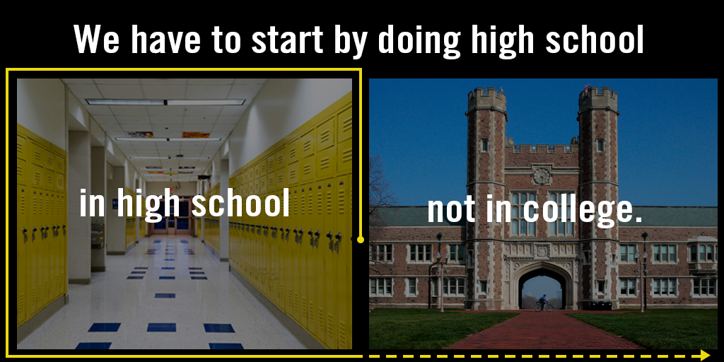 We have to start by doing high school in high school, not in college.