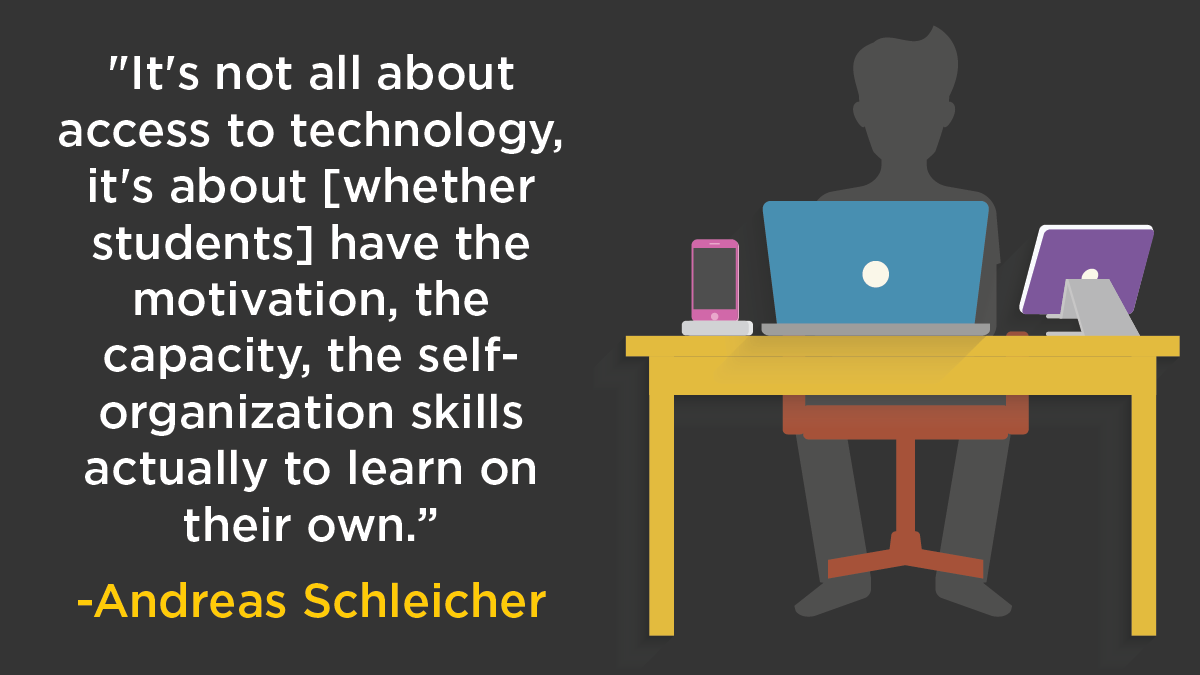 It's not all about technology, it's about whether students have the motivation, the capacity, the self-organization skills to actually learn on their own.